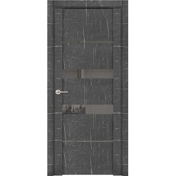 Межкомнатная дверь UniLine Mramor 30037/1 Marable Soft Touch (Торос Графит) остекленная серое зеркало