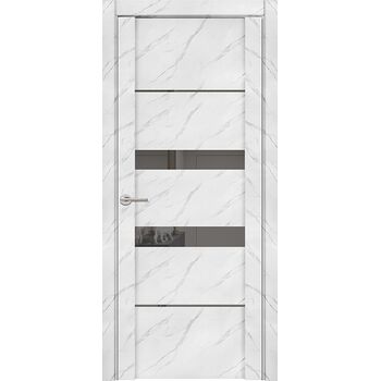 Межкомнатная дверь UniLine Mramor 30037/1 Marable Soft Touch (Монте Белый) остекленная серое зеркало
