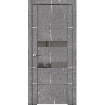 Межкомнатная дверь UniLine Mramor 30037/1 Marable Soft Touch (Торос Серый) остекленная серое зеркало