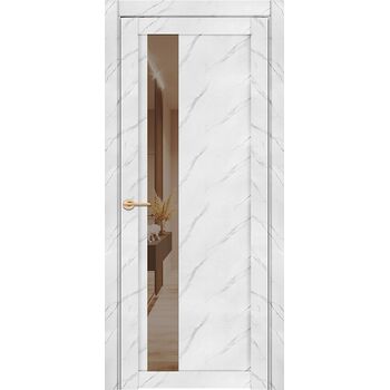 Межкомнатная дверь UniLine Mramor 30004/1 Marable Soft Touch (Монте Белый) остекленная