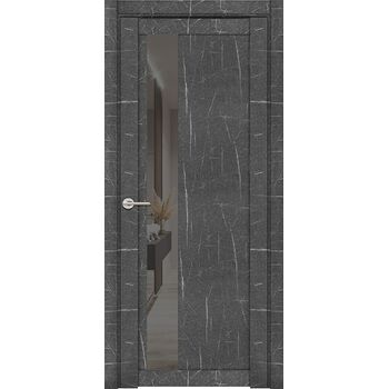 Межкомнатная дверь UniLine Mramor 30004/1 Marable Soft Touch (Торос Графит) остекленная серое зеркало