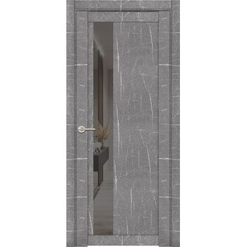 Межкомнатная дверь UniLine Mramor 30004/1 Marable Soft Touch (Торос Серый) остекленная серое зеркало