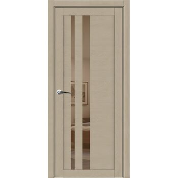 Межкомнатная дверь UniLine 30008 SoftTouch (Кремовый Soft touch) остекленная бронзовое зеркало