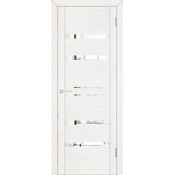 Межкомнатная дверь UniLine 30030 Зеркало (Белый велюр) остекленная