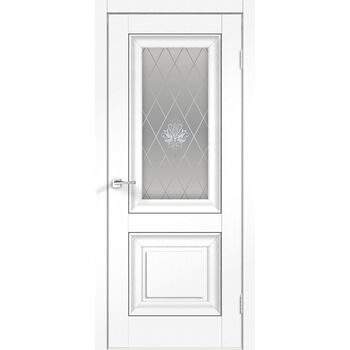 Межкомнатная дверь SoftTouch ALTO 7 Ясень белый структурный со стеклом кристалл серебро