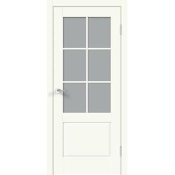 Межкомнатная дверь ALTO 12 2V (молочный эмалит) со стеклом мателюкс