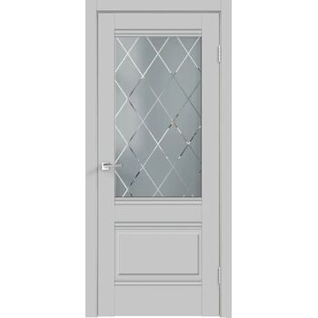 Межкомнатная дверь ALTO 2V (серый эмалит) со стеклом ромб светлый