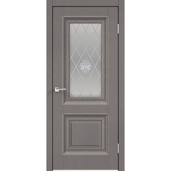 Межкомнатная дверь SoftTouch ALTO 7 Ясень грей структурный со стеклом кристалл серебро