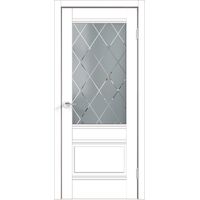 Межкомнатная дверь Velldoris ALTO 2V (Эмалит белый) со стеклом ромб светлый