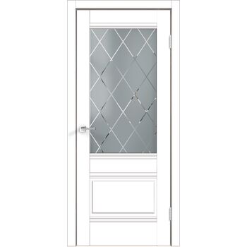 Межкомнатная дверь ALTO 2V (белый эмалит) со стеклом ромб светлый