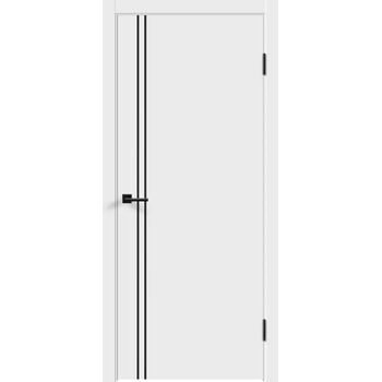Межкомнатная дверь FLAT M2 (белая эмаль) глухая, молдинг черный