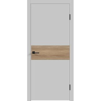 Межкомнатная дверь Galant DUO 3 (светло-серый эмалит) глухая, вставка дуб европейский