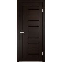 Межкомнатная дверь экошпон LINEA 3 Венге со стеклом лакобель чёрное