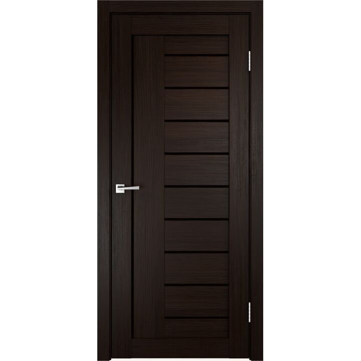 Межкомнатная дверь LINEA 3 (Венге) со стеклом лакобель чёрное