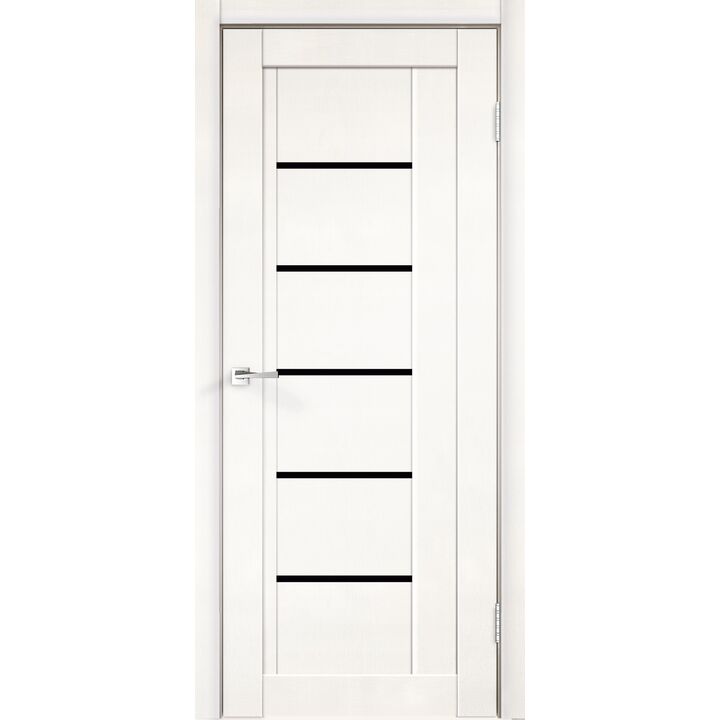 Межкомнатная дверь NEXT 3 (Эмалит белый) со стеклом лакобель чёрное