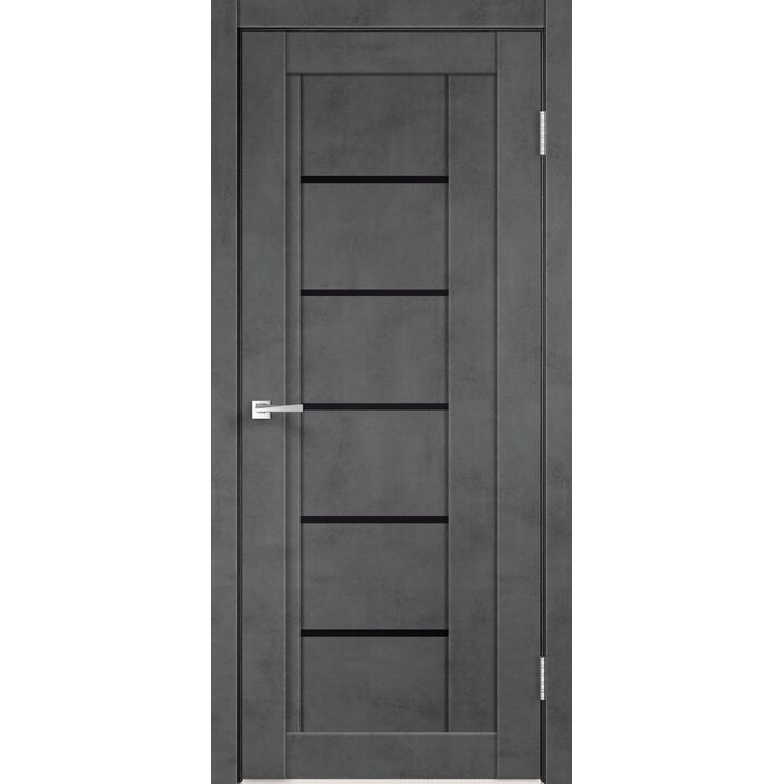 Межкомнатная дверь NEXT 3 (Муар тёмно-серый) со стеклом лакобель чёрное