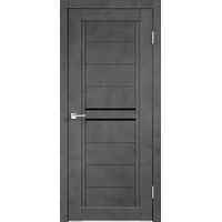 Межкомнатная дверь экошпон NEXT 2 Муар тёмно-серый со стеклом лакобель чёрное