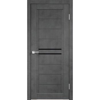 Межкомнатная дверь NEXT 2 (Муар тёмно-серый) со стеклом лакобель чёрное