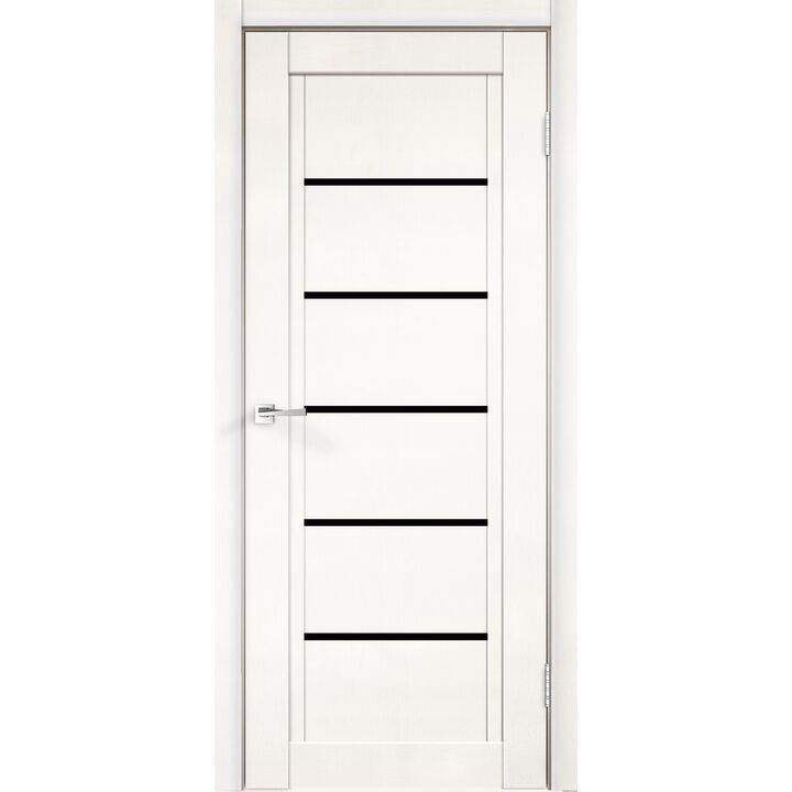 Межкомнатная дверь NEXT 1 (Эмалит белый) со стеклом лакобель чёрное