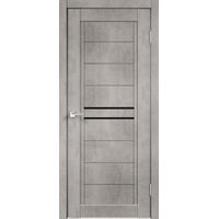 Межкомнатная дверь NEXT 2 (Муар светло-серый) со стеклом лакобель чёрное