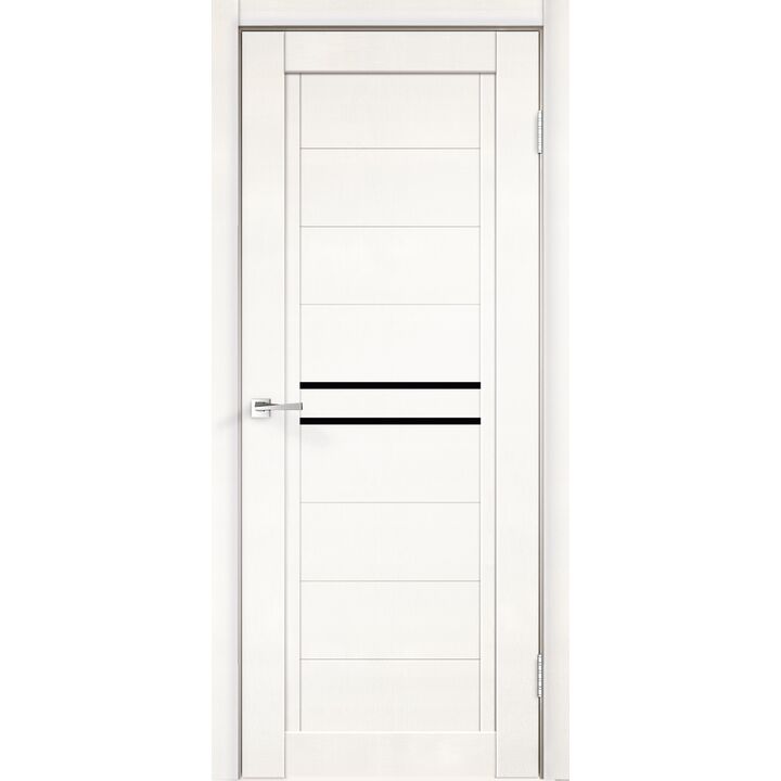 Межкомнатная дверь экошпон NEXT 2 Эмалит белый со стеклом лакобель чёрное