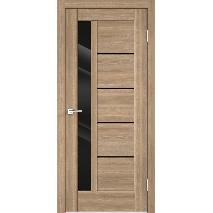 Межкомнатная дверь PREMIER 3 (Дуб европейский) со стеклом лакобель чёрное