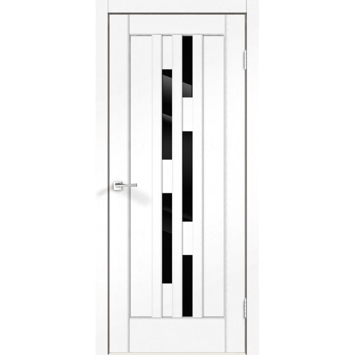 Межкомнатная дверь PREMIER 8 (Ясень белый структурный) со стеклом лакобель чёрное