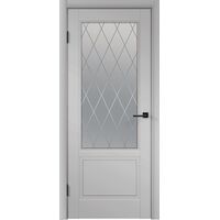 Межкомнатная дверь эмаль SCANDI 2V Светло-серый со стеклом ромб мателюкс