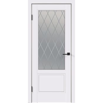 Межкомнатная дверь эмаль SCANDI 2V RAL 9003 белый со стеклом ромб мателюкс
