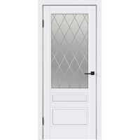 Межкомнатная дверь эмаль SCANDI 3V RAL 9003 белый со стеклом ромб мателюкс