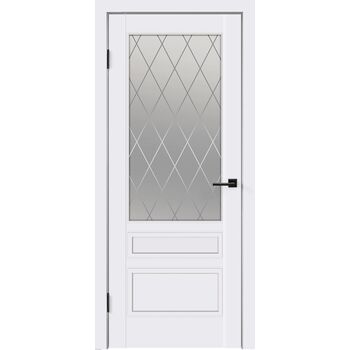 Межкомнатная дверь SCANDI 3V (RAL 9003 белый) со стеклом ромб мателюкс