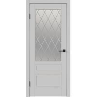Межкомнатная дверь эмаль SCANDI 3V Светло-серый со стеклом ромб мателюкс
