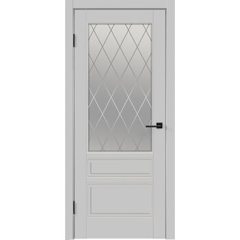 Межкомнатная дверь SCANDI 3V (Светло-серый) со стеклом ромб мателюкс