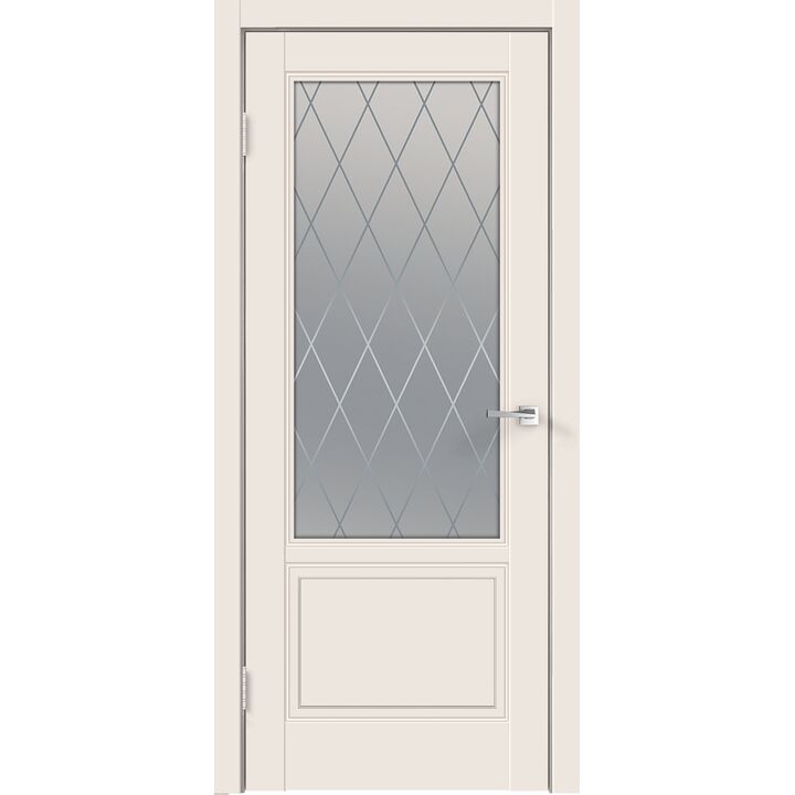 Межкомнатная дверь SCANDI 2V (Слоновая кость) со стеклом ромб мателюкс
