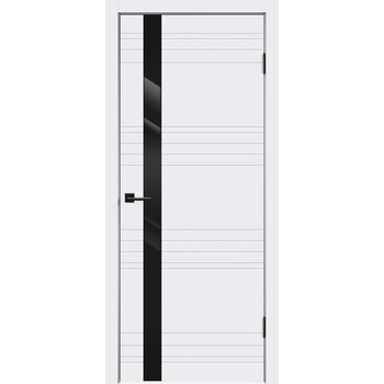 Межкомнатная дверь SCANDI N Z1 (RAL 9003 белый) со стеклом лакобель чёрное
