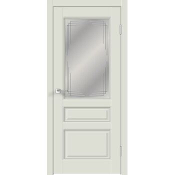 Межкомнатная дверь VILLA 3V (светло-серый эмалит) со стеклом грани мателюкс