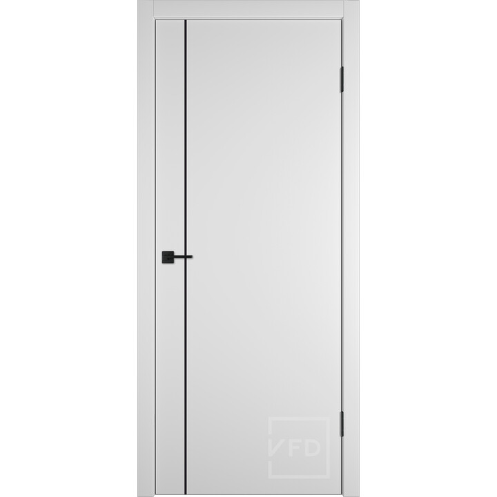 Межкомнатная дверь ВФД Basic 1V Emalex Ice ABS black Black mould с врезкой под защелку 600х2000