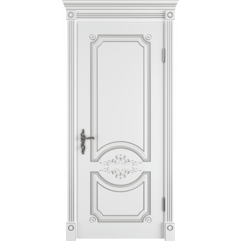 Межкомнатная дверь Милана 3Д (Белая эмаль патина серебро) глухая