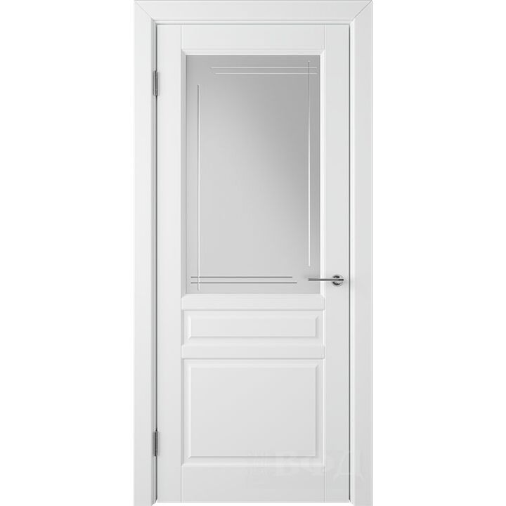 Дверь Стокгольм ДО Белая эмаль ст. гравировка