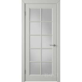 Межкомнатная дверь Гланта (Светло-серая эмаль) стекло белое