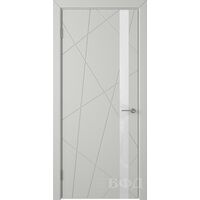 Межкомнатная дверь Флитта (Светло-серая эмаль) стекло белое