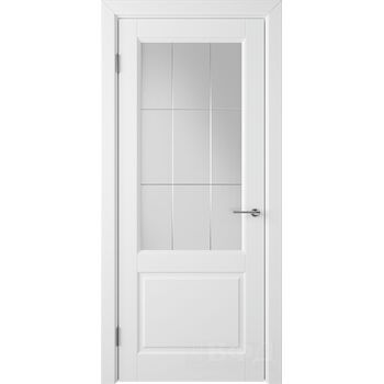 Межкомнатная дверь Доррен (Белая эмаль) стекло гравировка