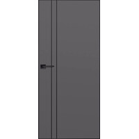 Межкомнатная дверь Urban 2V Invisible Emalex Onyx алюминиевая кромка и молдинг черного цвета с врезкой под защелку и петли