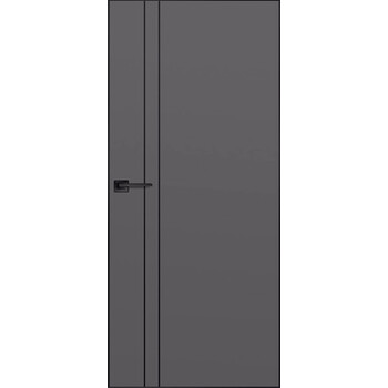 Межкомнатная дверь Urban 2V Invisible Emalex Onyx алюминиевая кромка и молдинг черного цвета с врезкой под защелку и петли