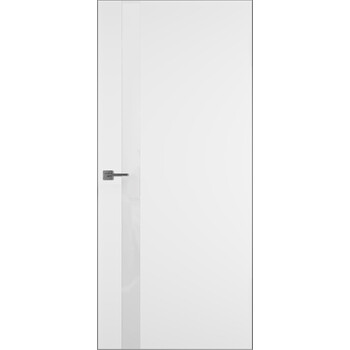 Межкомнатная дверь Urban 1SV Invisible Emalex Ice алюминиевая кромка хром вставка White Gloss с врезкой под защелку и петли