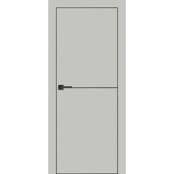 Межкомнатная дверь Urban 1 Emalex Taupe алюминиевая кромка и молдинг черного цвета с врезкой под защелку и петли AGB