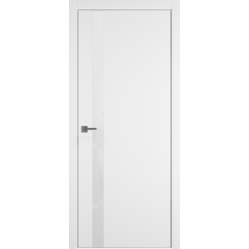 Межкомнатная дверь Urban 1SV (Emalex Ice) алюминиевая кромка хром вставка White gloss
