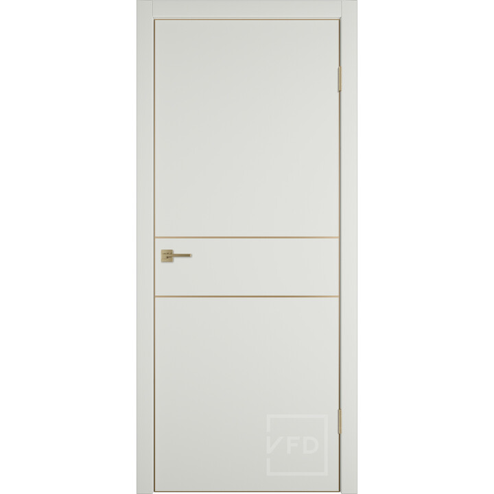 Межкомнатная дверь Urban 2H Emalex Midwhite 4х GE Gold mould с врезкой под защелку и петли AGB 800х2000